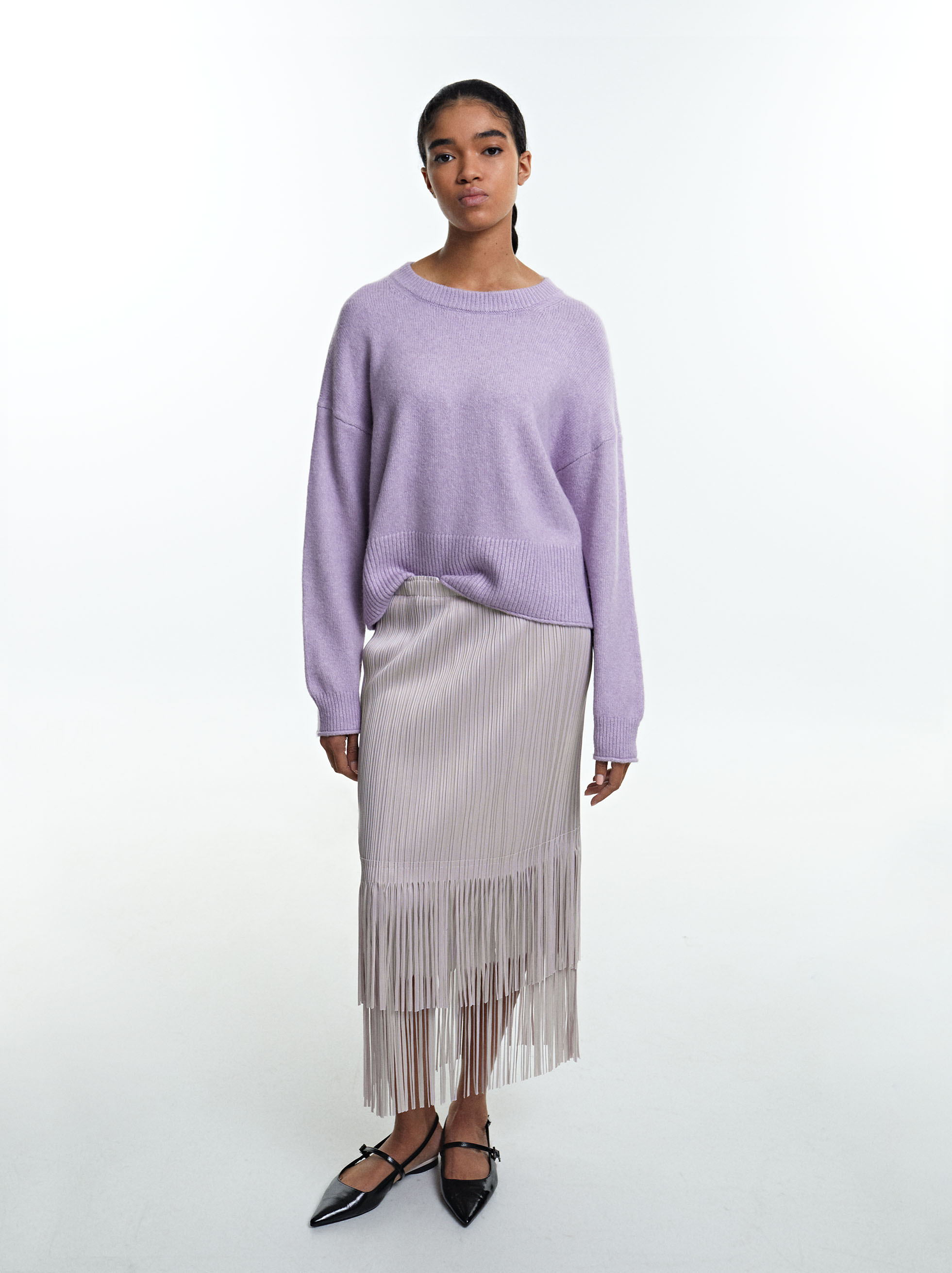 Pleated Skirt With Fringes image number 1.0