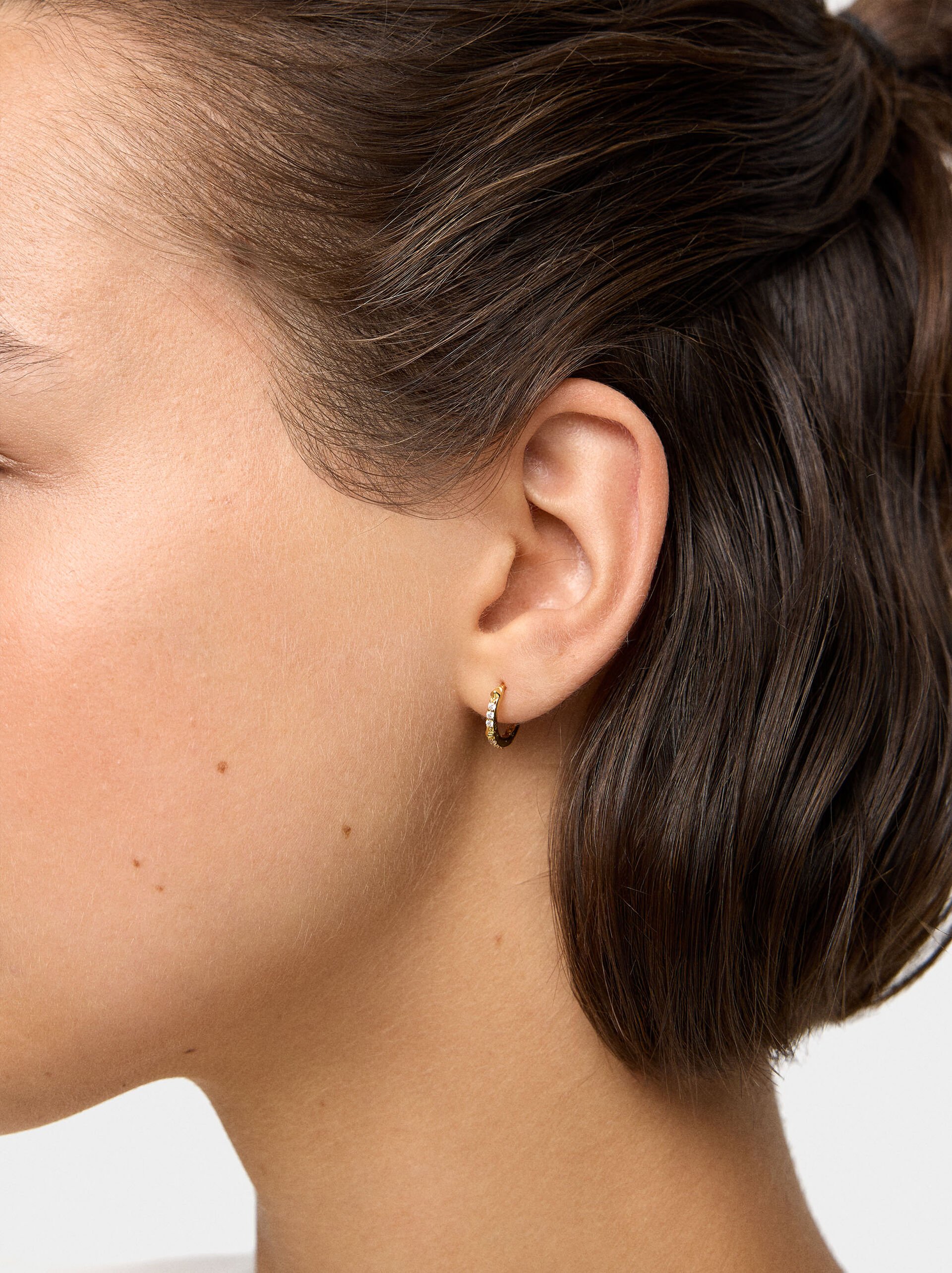 Hoop earrings with zirconia - 925 sterling silver image number 1.0