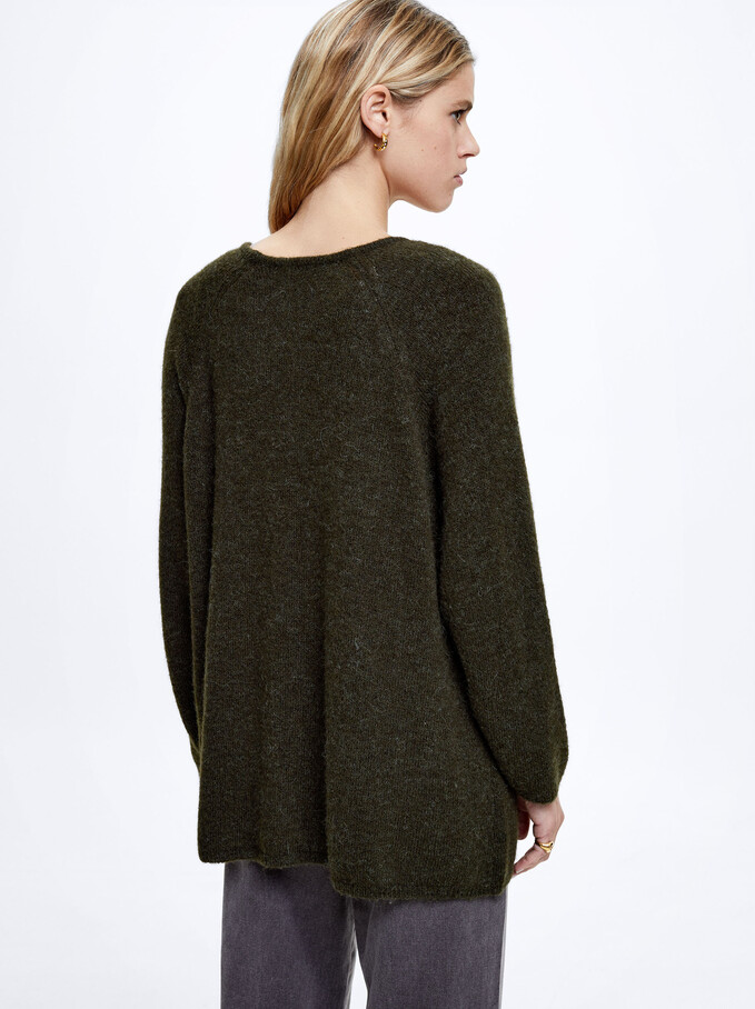 Knitted Cardigan With Pockets, Green, hi-res