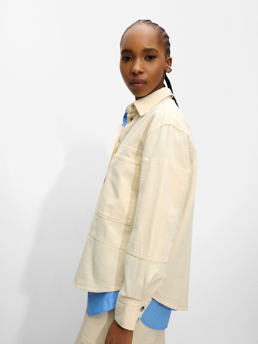 Long-sleeved denim shirt