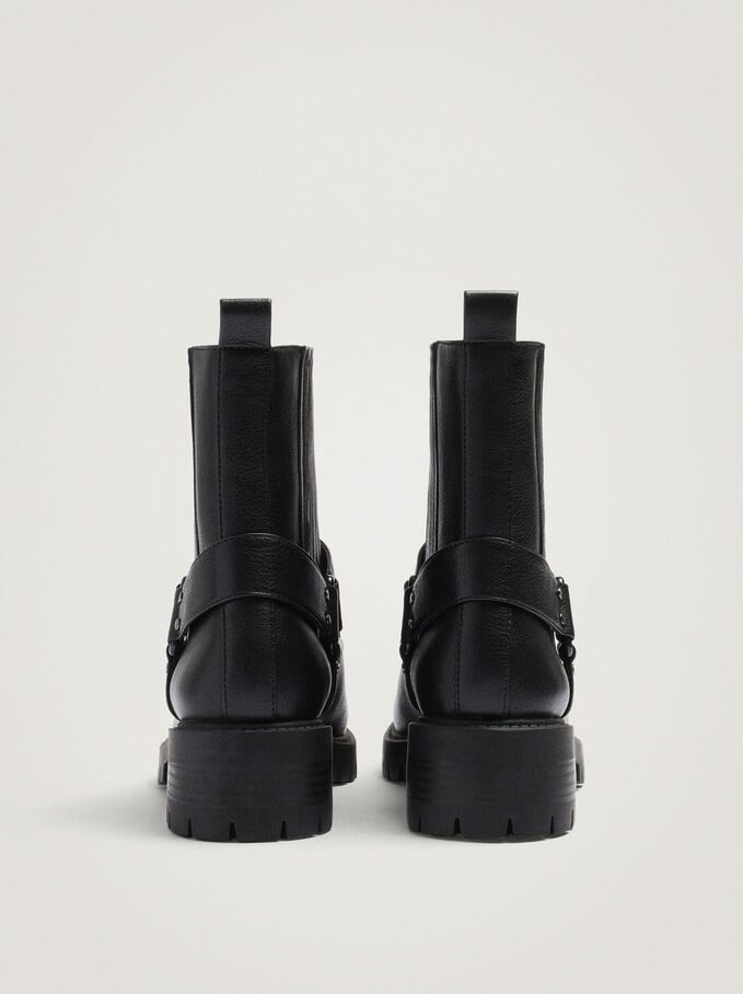 Ankle Boots With Metal Detail, Black, hi-res