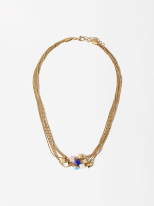 Goldene Halskette Mit Mehreren Perlen image number 1.0