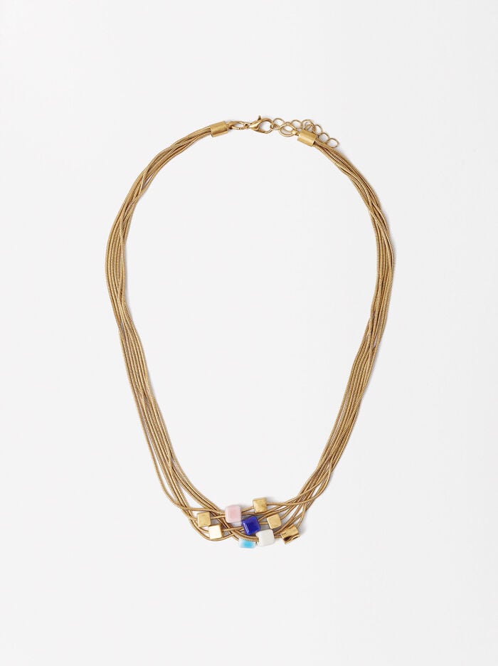 Goldene Halskette Mit Mehreren Perlen