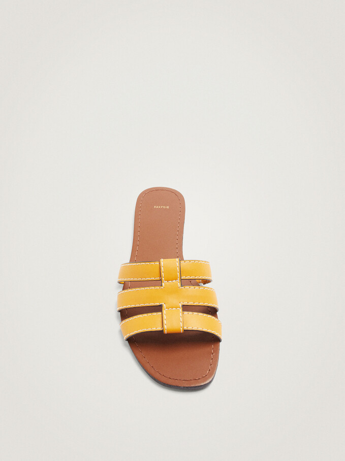 Flat Strappy Sandals, Mustard, hi-res