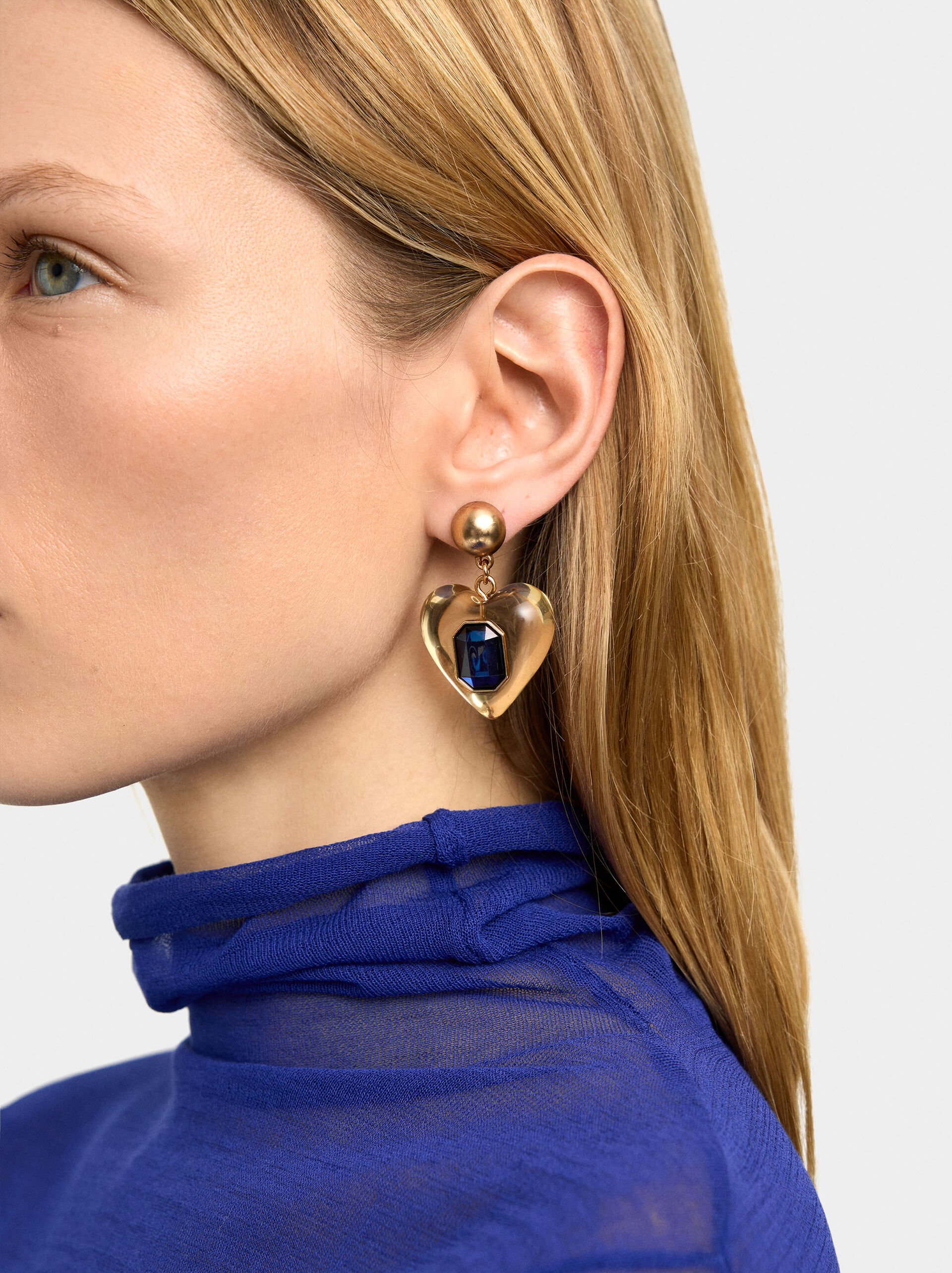 Heart earrings with crystal image number 0.0