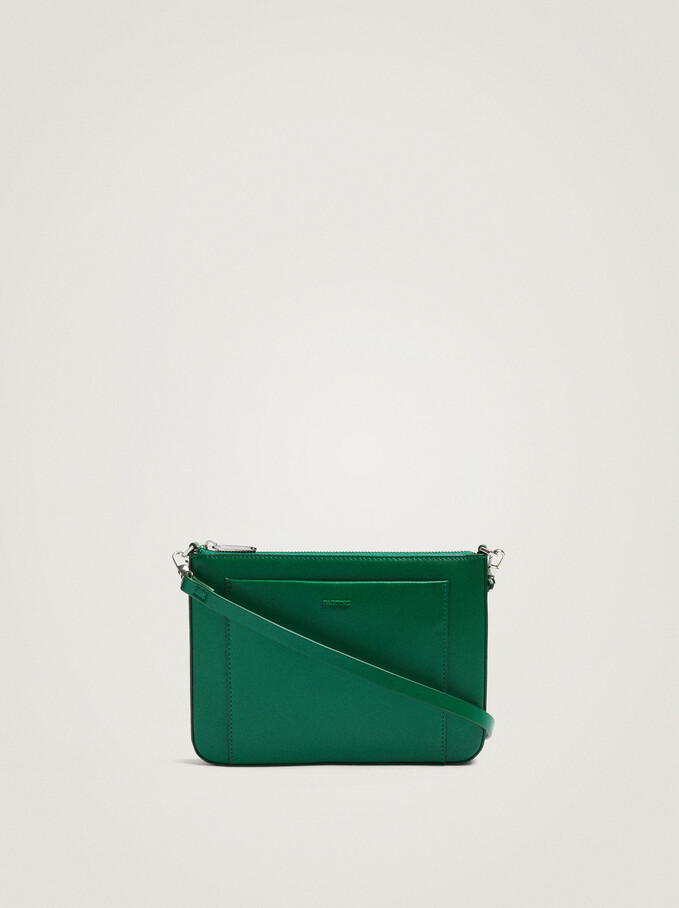 Crossbody Bag With Outer Pocket, Green, hi-res