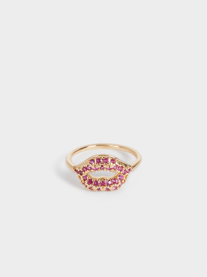 Pinky Finger Ring With Zirconia, Pink, hi-res