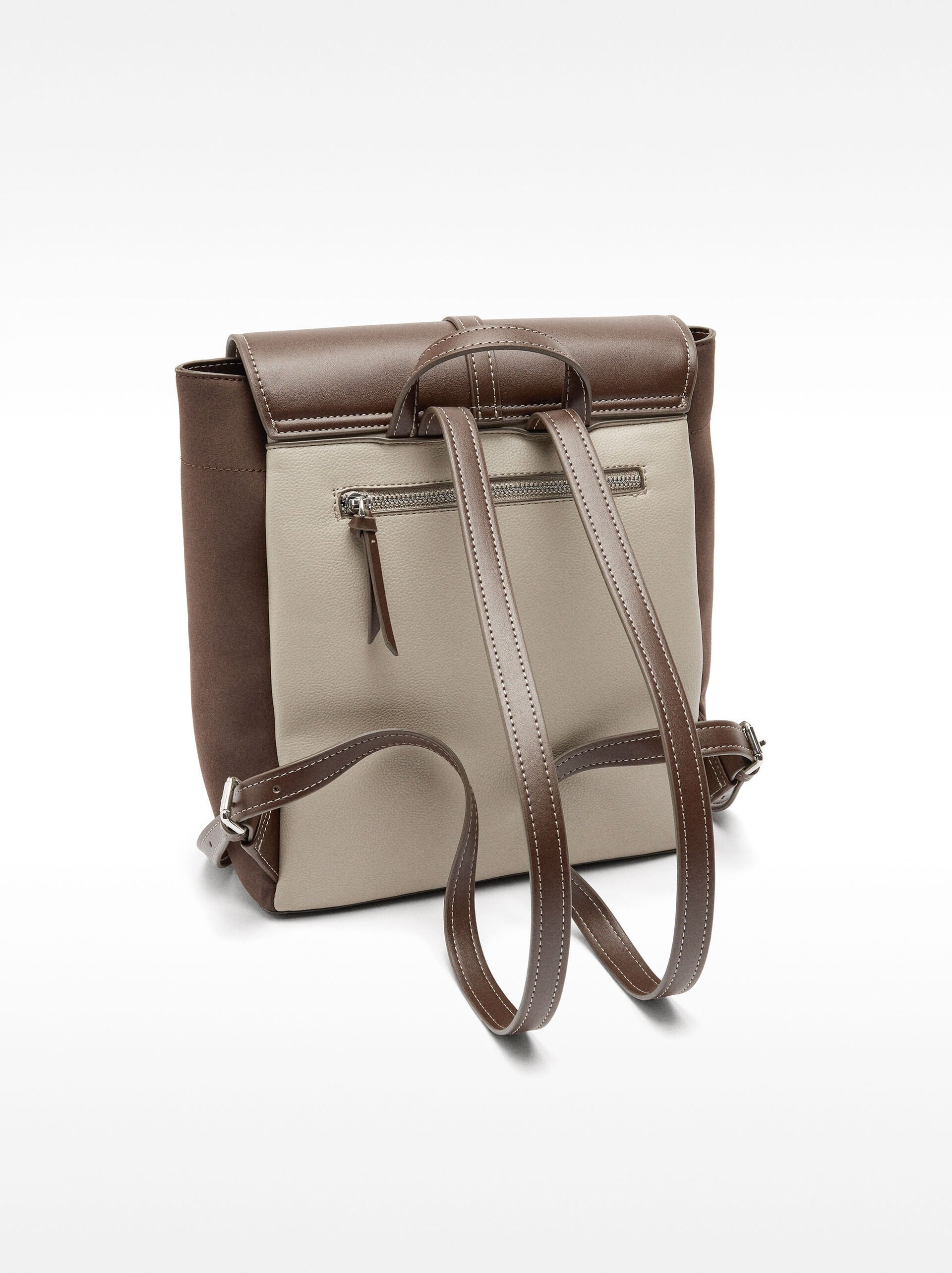 Leather-effect backpack with flap image number 2.0