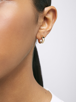 Basic Small Hoop Earrings, Golden, hi-res