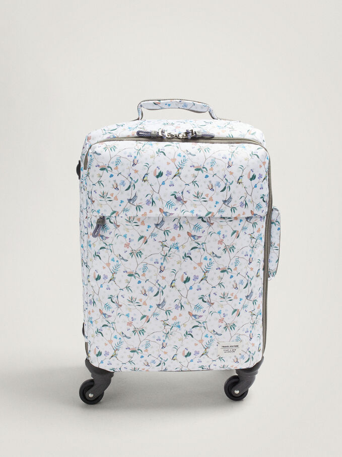 Printed Cabin Trolley, White, hi-res