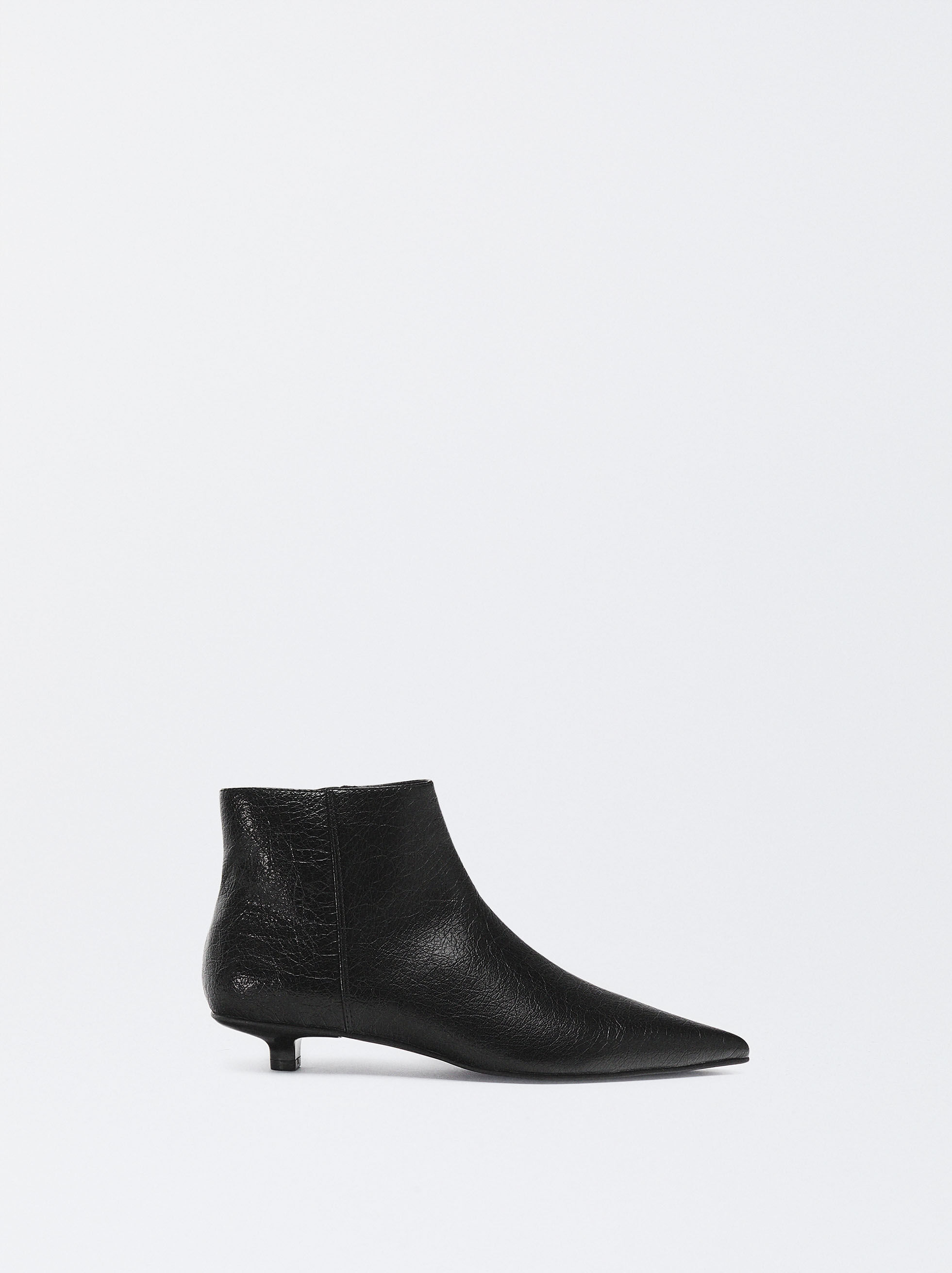 Black leather kitten heel ankle boots hotsell