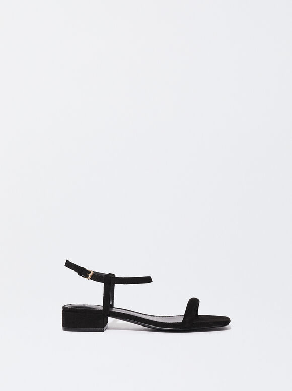 Flat Strappy Sandals, Black, hi-res