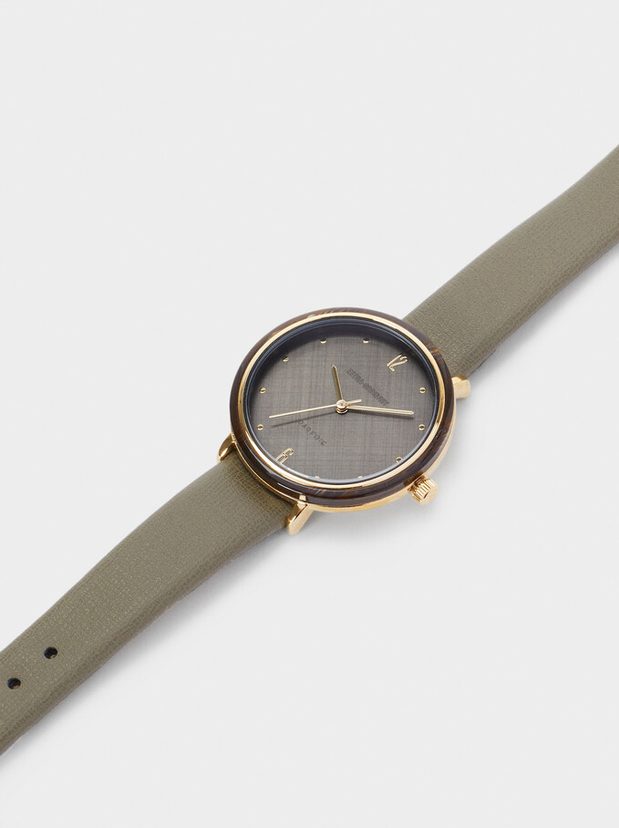 Watch With Contrasting Face, Khaki, hi-res