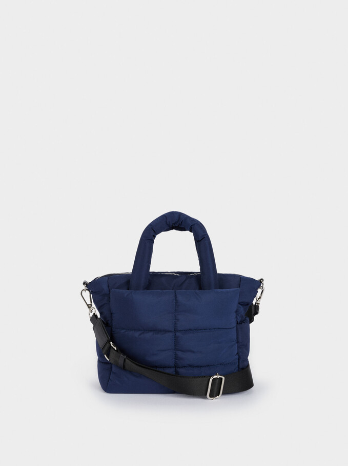 Quilted Nylon Tote Bag, Navy, hi-res