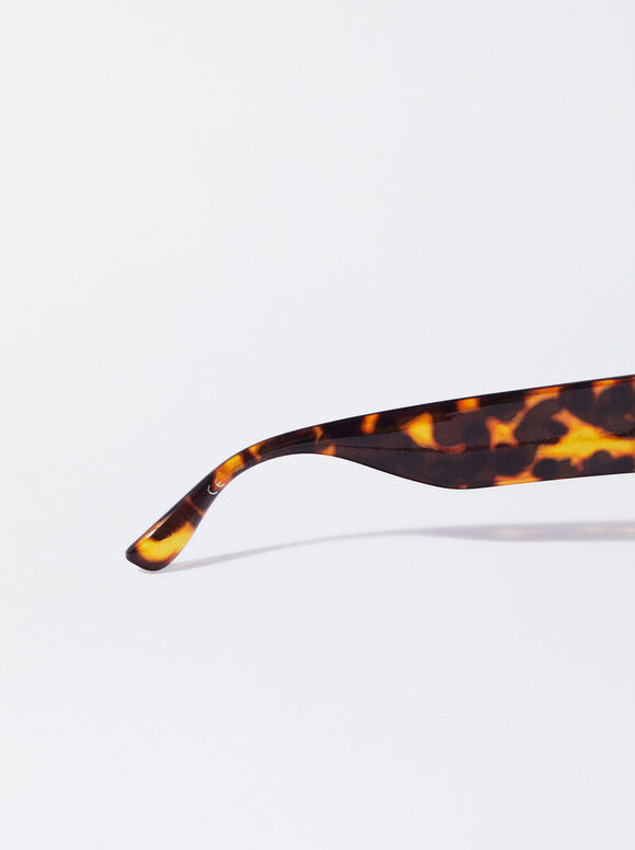 Sonnenbrille Mit Viereckigem Gestell, Braun, hi-res