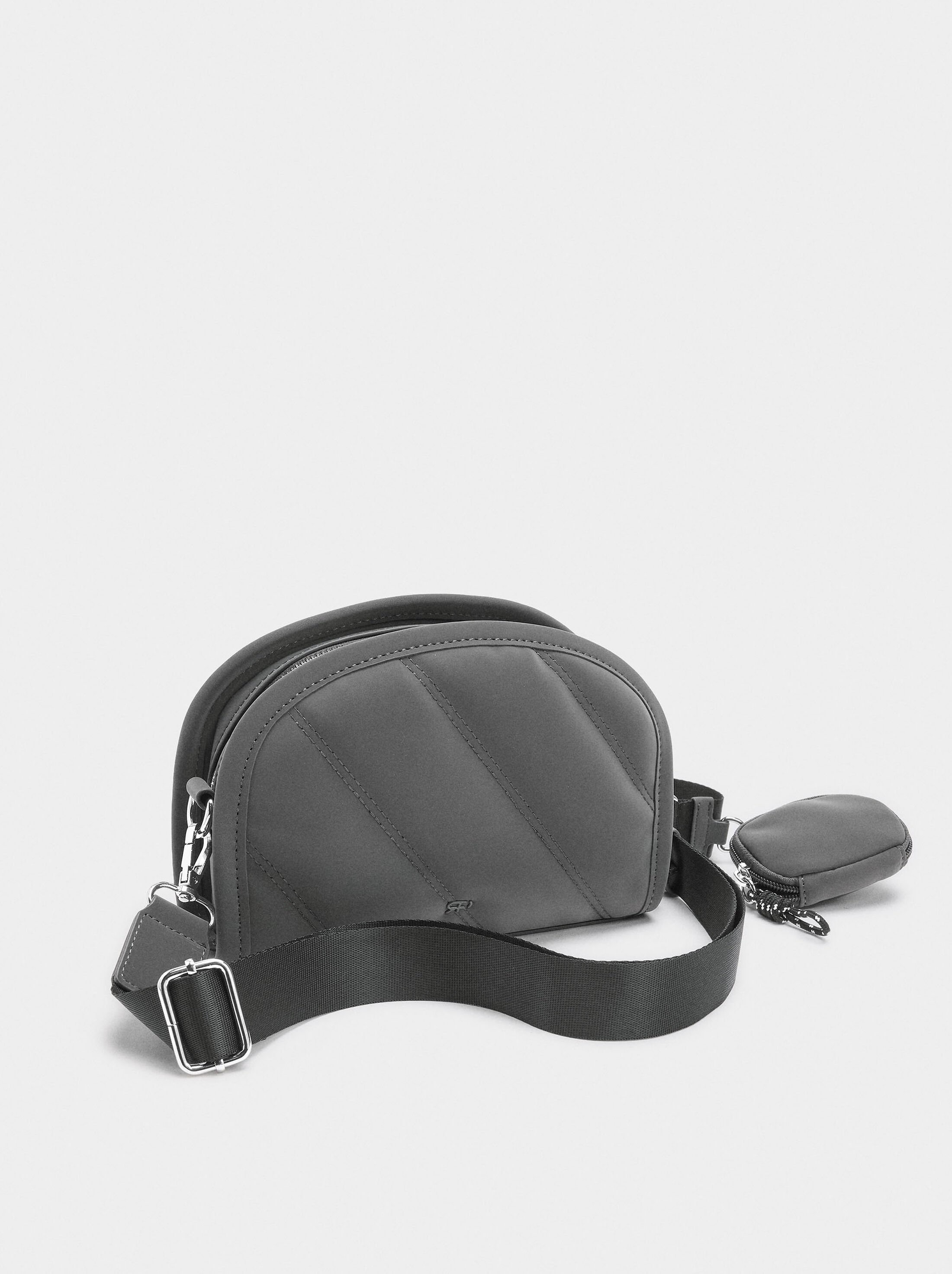 Crossbody bag with soft texture and pendant image number 3.0