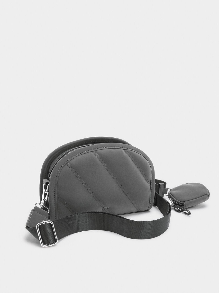 Crossbody bag with soft texture and pendant