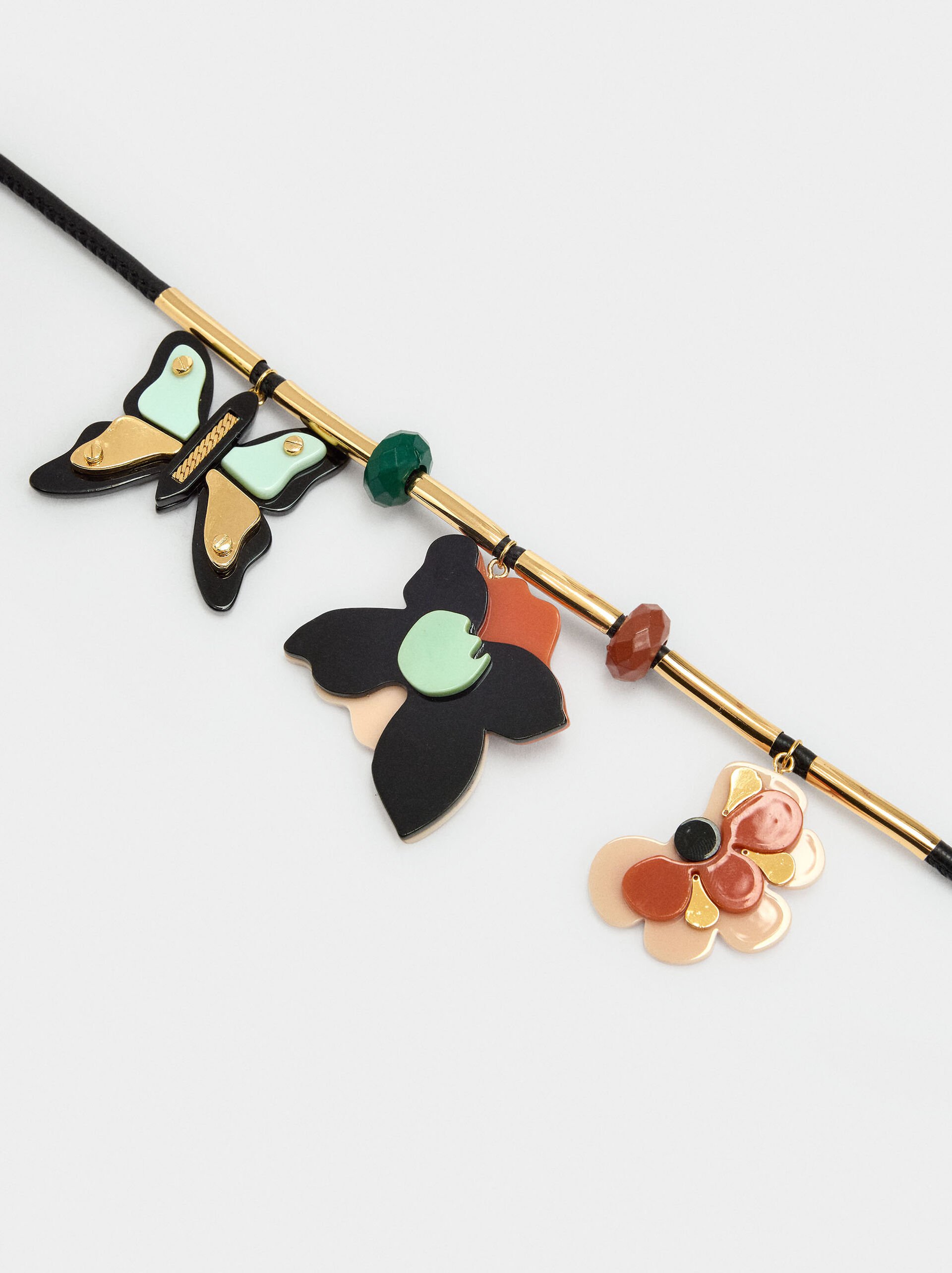 Necklace with multicolor resin pendants image number 2.0