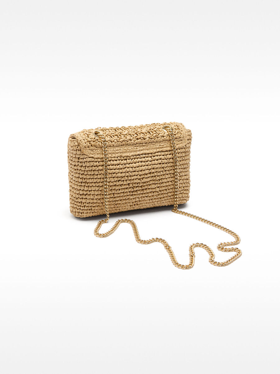 Straw-effect shoulder bag