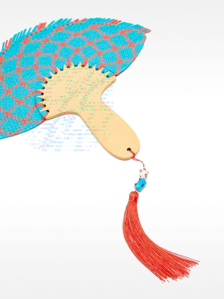 Printed fan with tassel