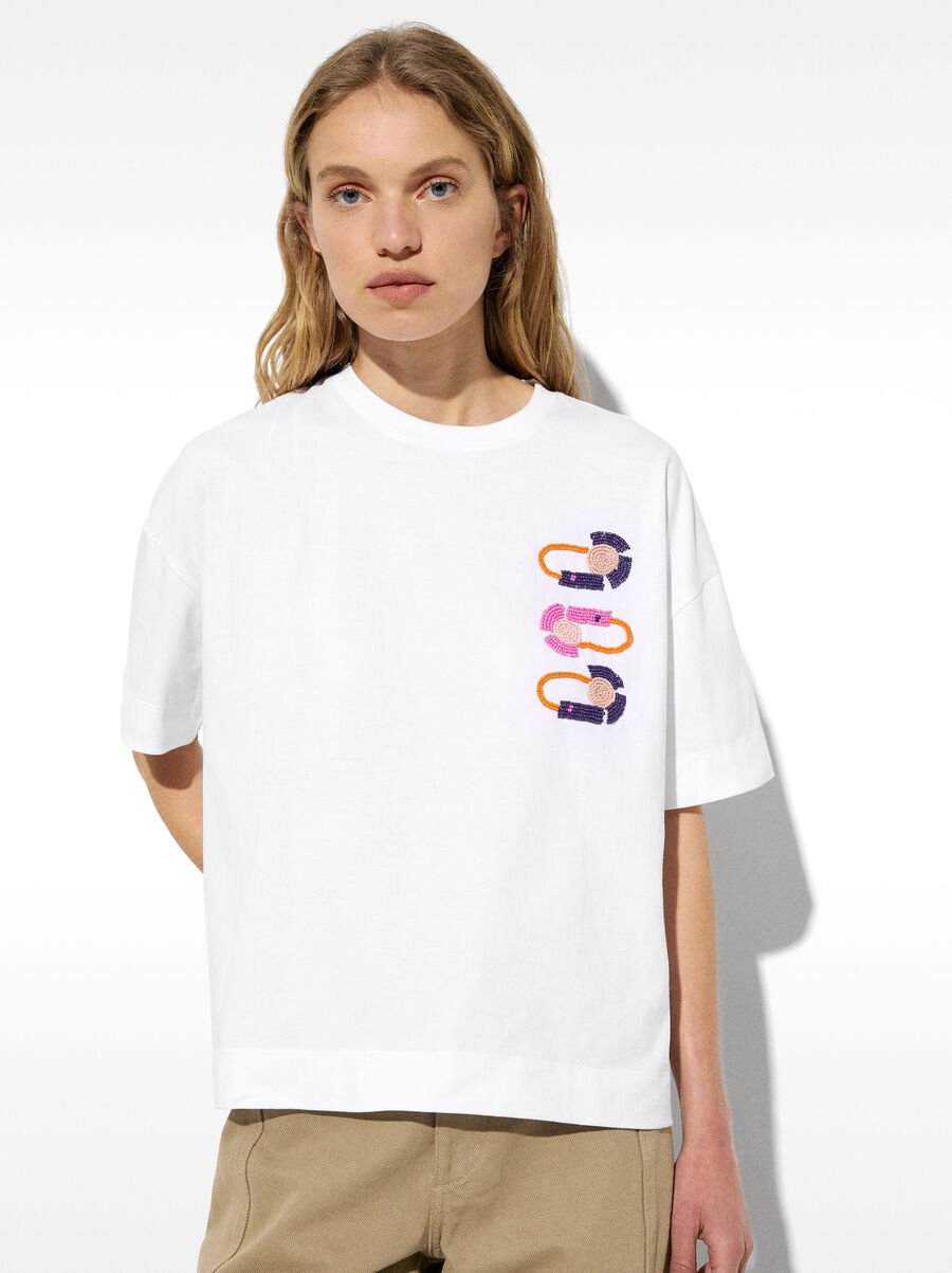 T-shirt con dettagli di perline
