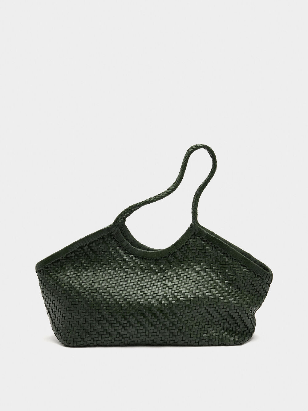 Woven leather shopper bag