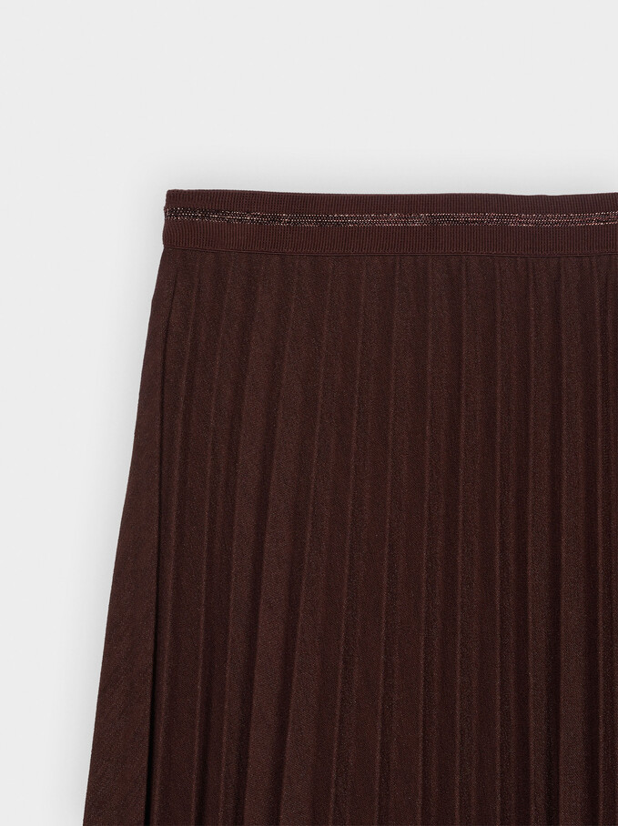 Pleated Skirt With An Elastic Waistband, Bordeaux, hi-res