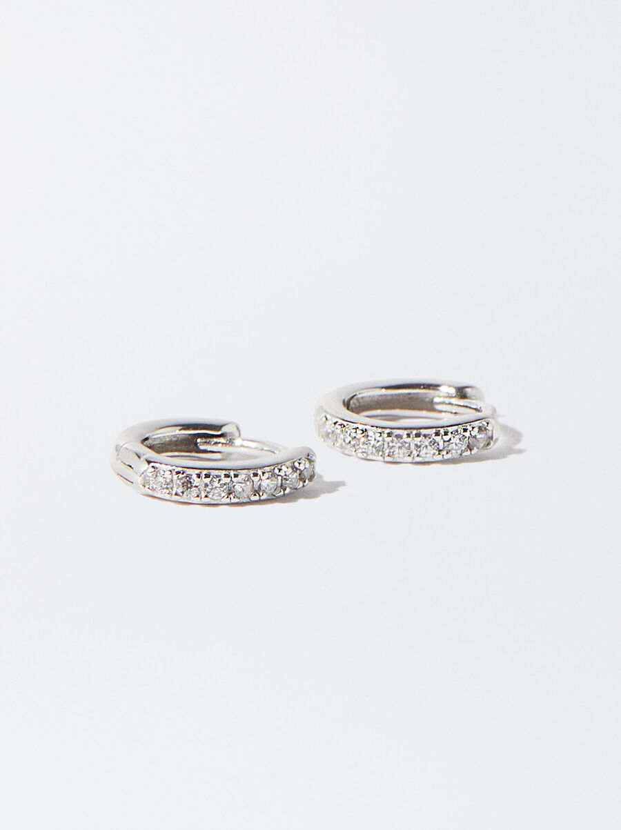 927 SILVER PERSONALISED HOOP EARRINGS WITH ZIRCONIAS