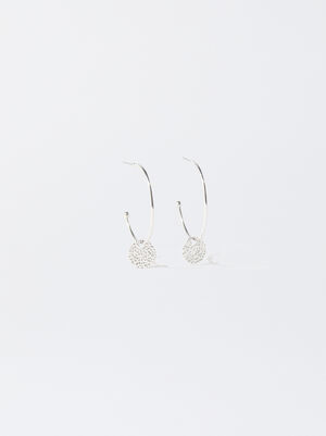 Gold-Toned Hoop Earrings With Medallions image number 0.0