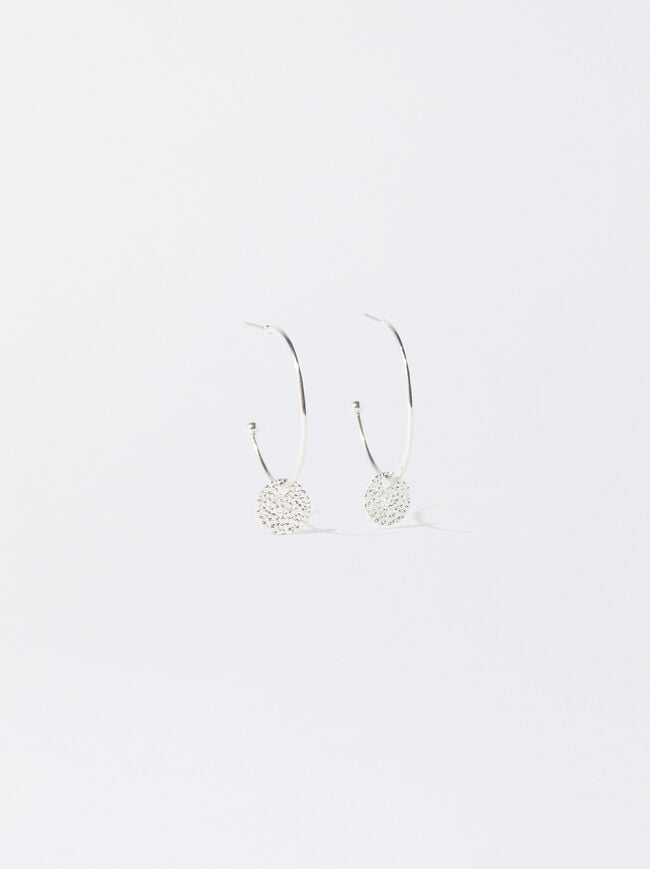 Silver-Plated Hoop Earrings With Medallions