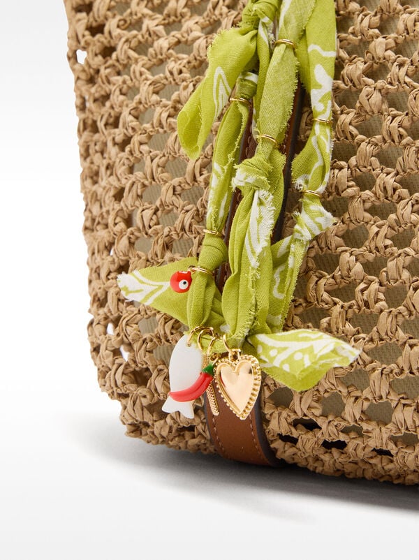 Sac fourre-tout avec effet paille et sac amovible