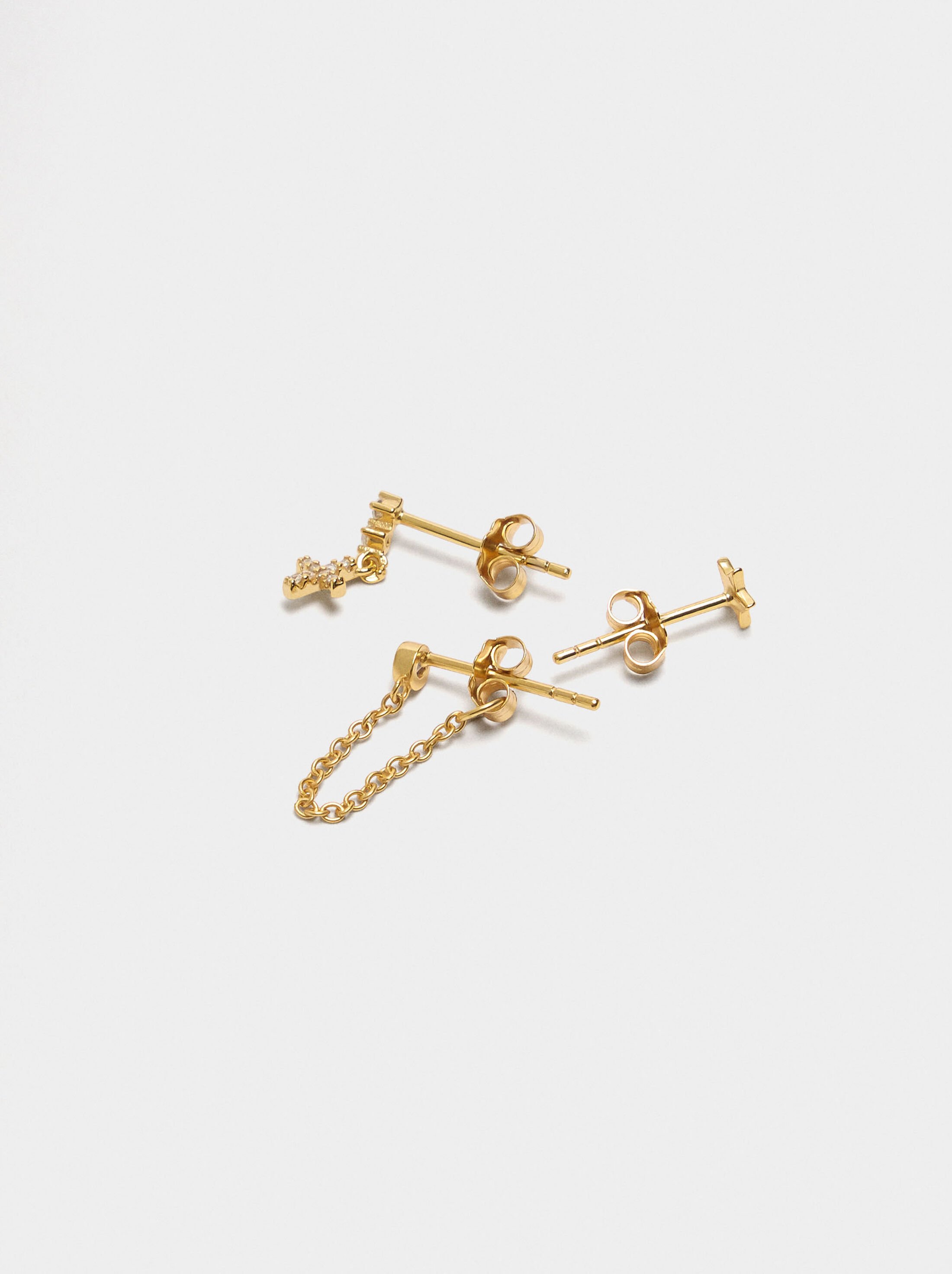 Set d’arracades amb creu i estrella – plata 925 image number 2.0