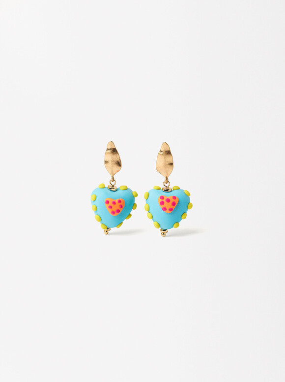 Multicolor Heart Earrings, Multicolor, hi-res