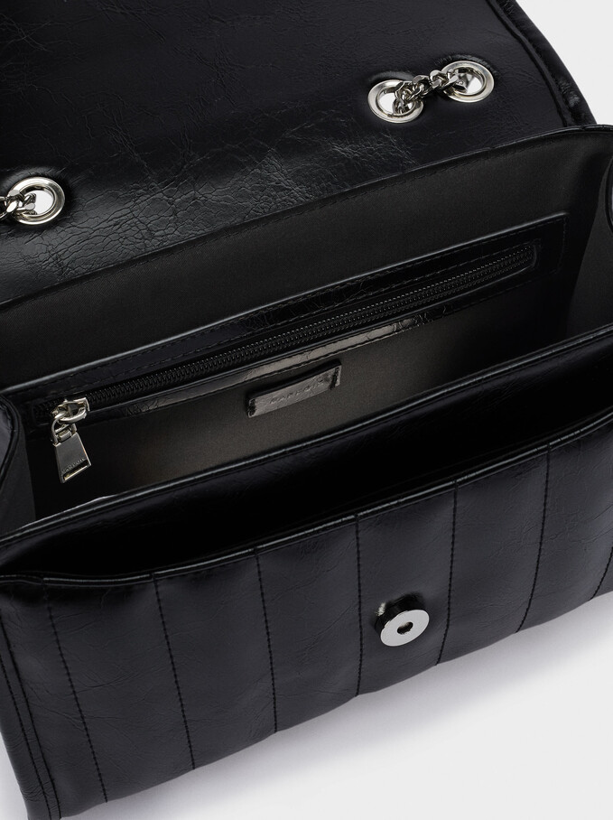 Shoulder Bag With Contrast Strap, Black, hi-res