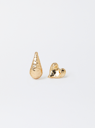 Asymmetrical Earrings , Golden, hi-res