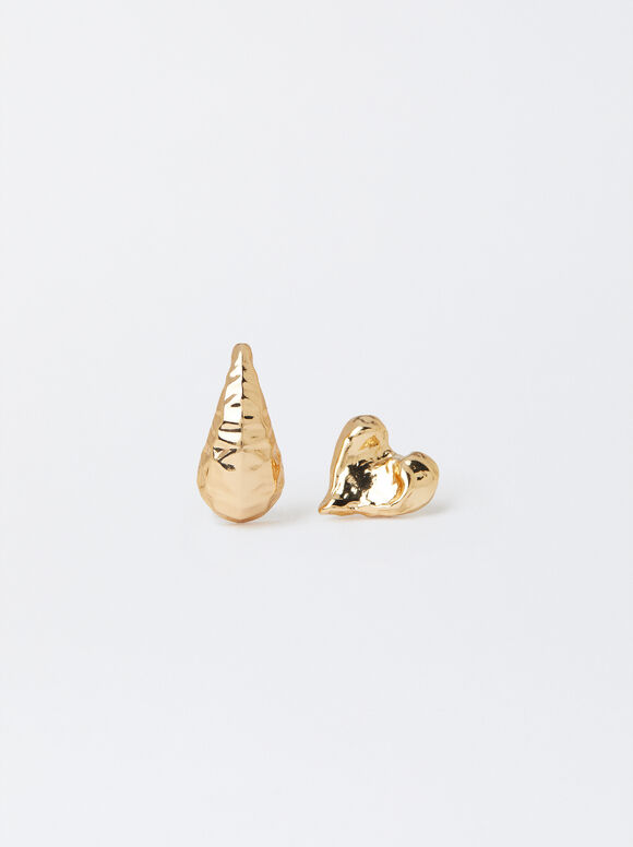 Asymmetrische Ohrringe, Golden, hi-res