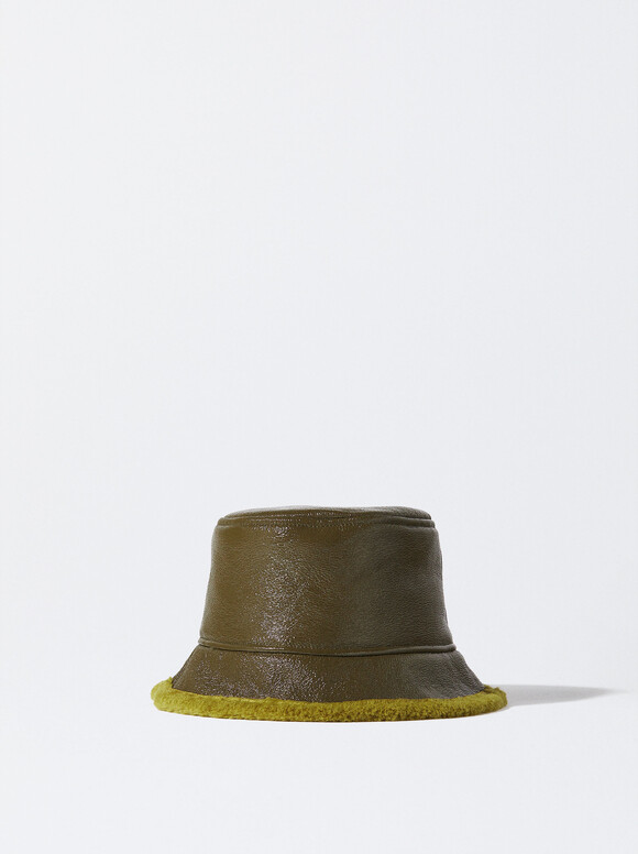 Cappellino Bucket Impermeabile In Vernice, Verde, hi-res