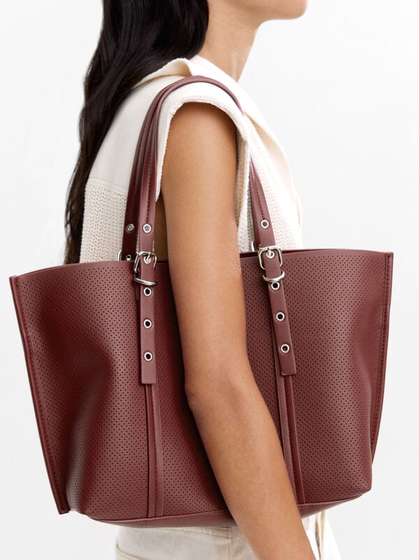 Perforated tote bag with removable pouch