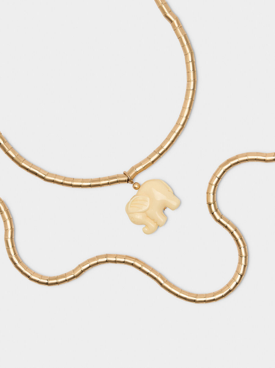 Set of short necklaces with elephant pendant