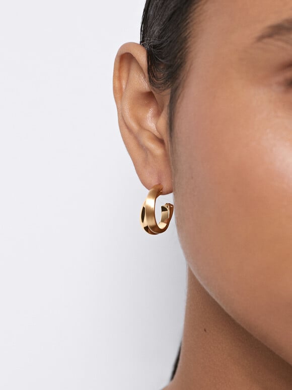 Golden Hoops Earrings, Golden, hi-res