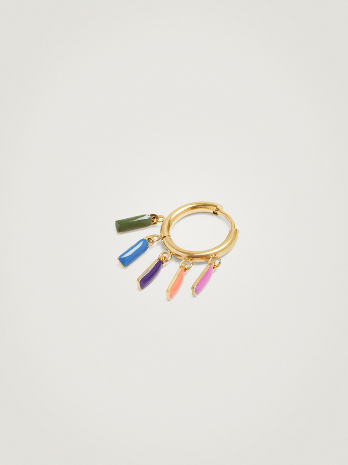 Stainless Steel Hoop Earrings, Multicolor, hi-res
