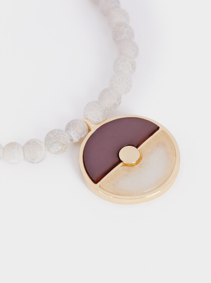 Short Combined Necklace With Stone, Multicolor, hi-res