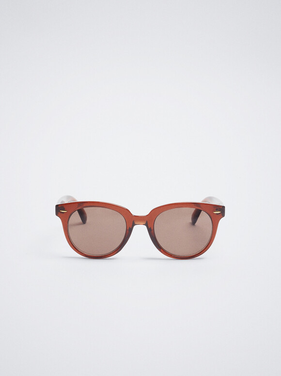 Round Sunglasses , Brown, hi-res