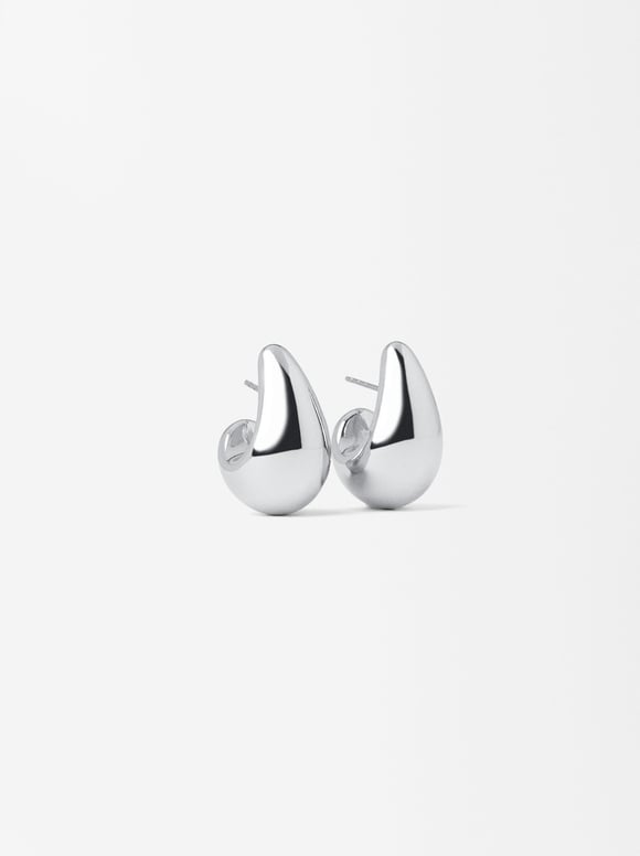 Tropfenförmige Ohrringe, Silber, hi-res