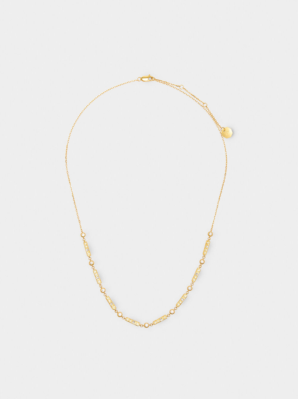 Segmented necklace with bars and zirconias - 925 sterling silver