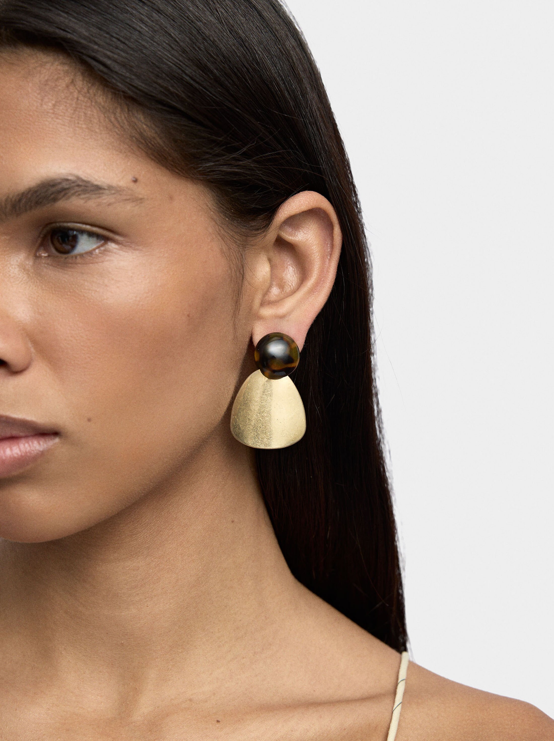 Pendientes ovalados efecto carey image number 1.0