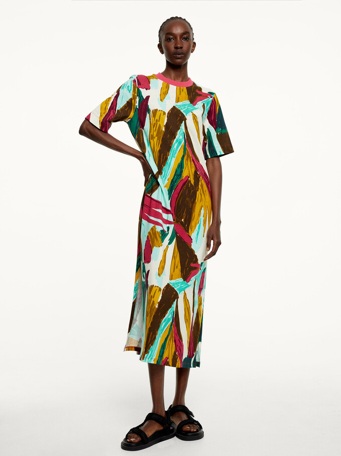 Printed Maxi Dress, Multicolor, hi-res