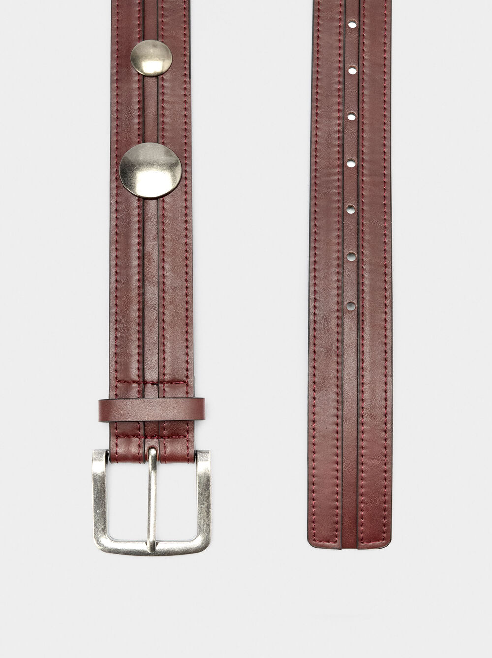 Belt with studs and topstitching