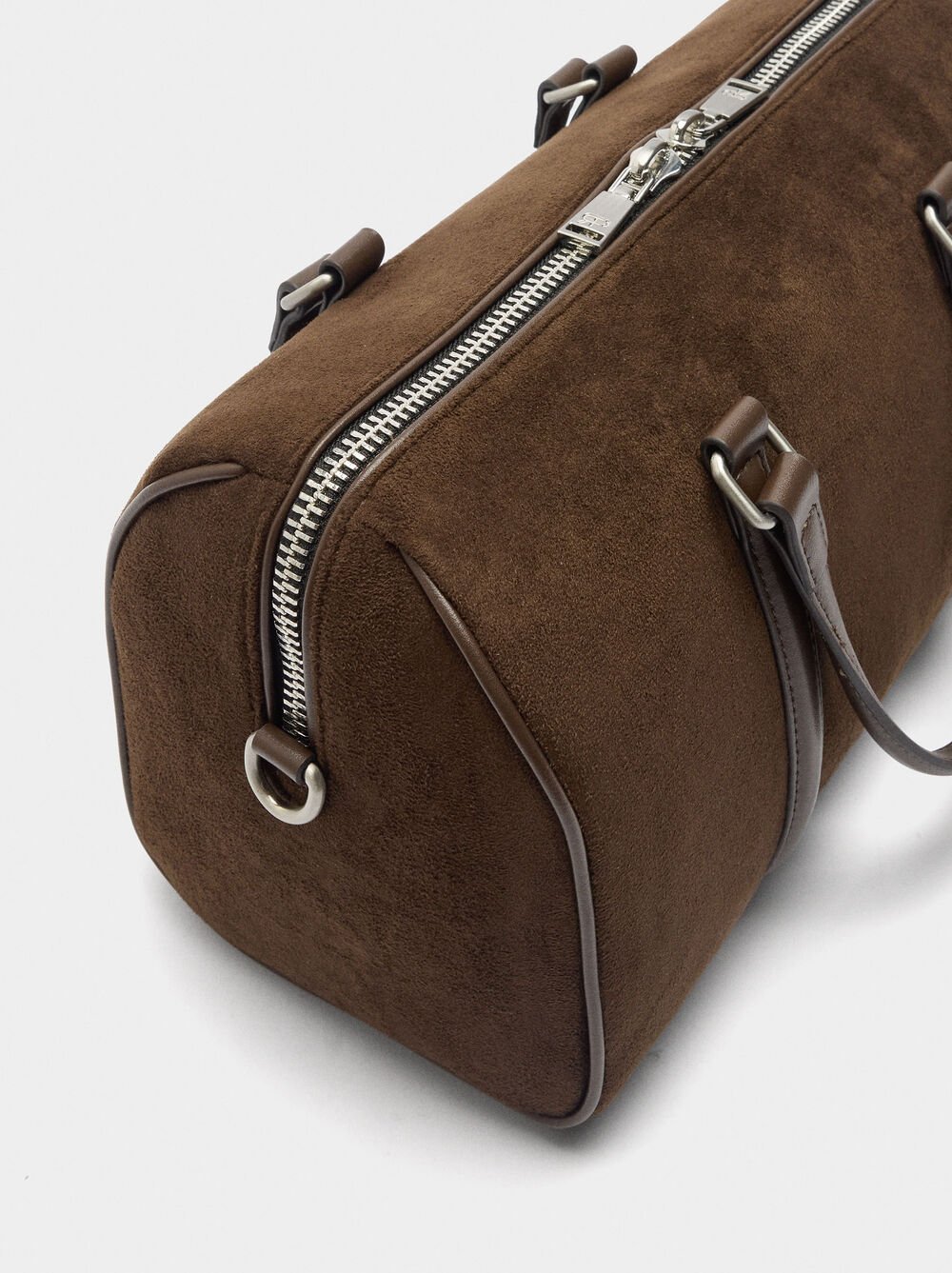 Bowling bag with suede effect