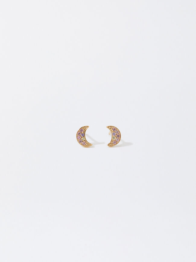 925 Silver Moon And Zirconia Earrings